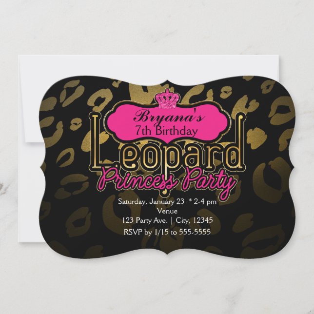 Invitaciones de cumpleaños de Leopard Princess Fie (Anverso)