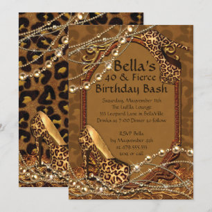 Invitaciones de cumpleaños de Leopard Print Ladies