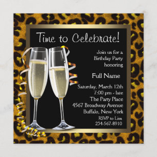 Invitaciones de cumpleaños de Leopardo de Champán