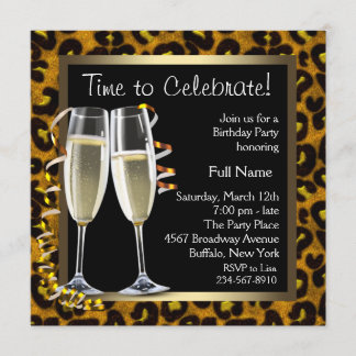 Invitaciones de cumpleaños de Leopardo de Champán