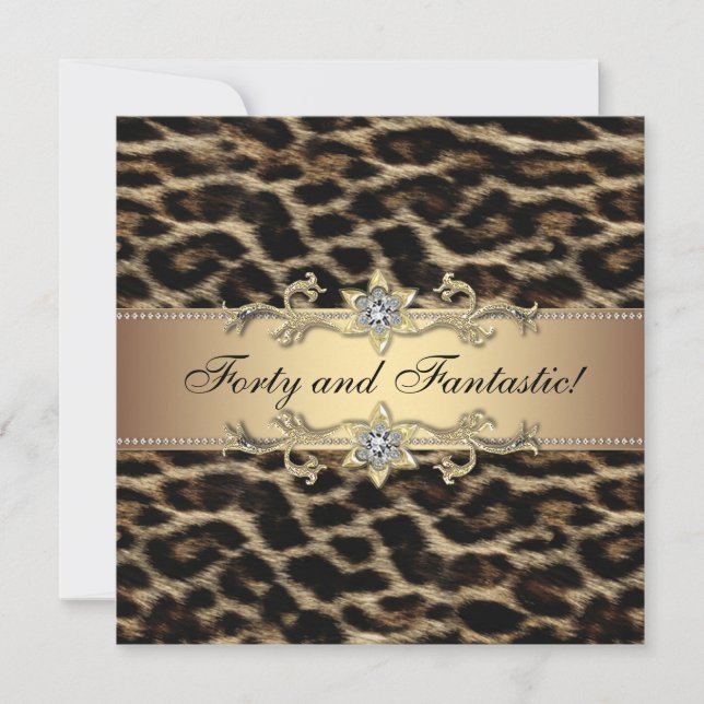 Invitaciones de cumpleaños de leopardo para mujer (Anverso)