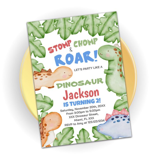 Invitaciones de cumpleaños de los dinosaurios rojo (Subido por el creador)
