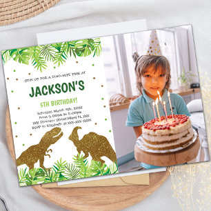 Invitaciones de cumpleaños de los dinosaurios verd