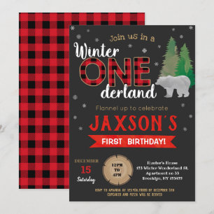 Invitaciones de cumpleaños de Lumberjack Winter On