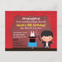Invitaciones de Cumpleaños de Magia del Mago Niño