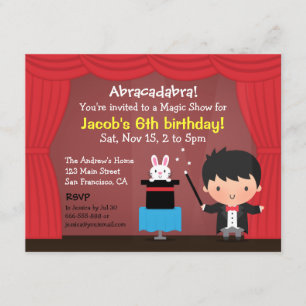 Invitaciones de Cumpleaños de Magia del Mago Niño 