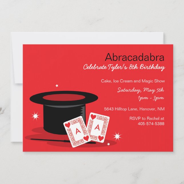 Invitaciones de cumpleaños de Magic Show (Anverso)