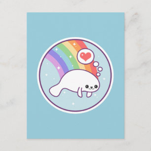 Invitaciones de cumpleaños de manatí arco iris