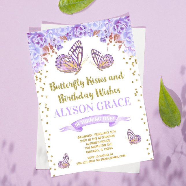 Invitaciones de cumpleaños de mariposa, chica de o (Subido por el creador)