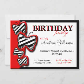 Invitaciones de cumpleaños de mariposas blancas y 