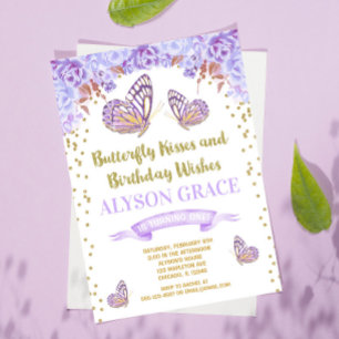 Invitaciones de cumpleaños de Mariposas, chica de 
