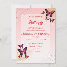 Invitaciones de cumpleaños de mariposas rojas