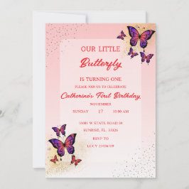 Invitaciones de cumpleaños de mariposas rojas