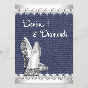 Invitaciones de cumpleaños de mezclilla y diamante