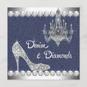 Invitaciones de cumpleaños de mezclilla y diamante