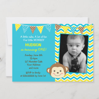 Invitaciones de cumpleaños de Mod Monkey Boy Photo