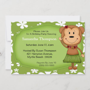 Invitaciones de cumpleaños de monos hawaianos