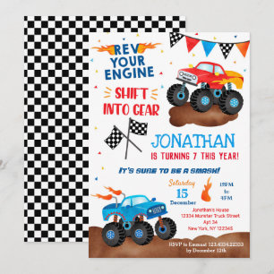 Invitaciones de cumpleaños de monster Truck para n