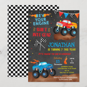 Invitaciones de cumpleaños de monster Truck para n