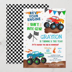 Invitaciones de cumpleaños de monster Truck para n