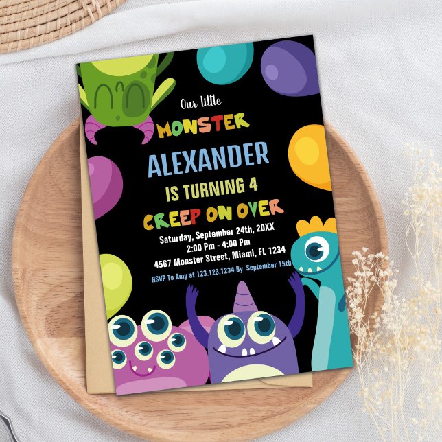 Invitaciones de cumpleaños de monstruo, monstruos (Monster Birthday Invitations, Monsters Invitation)