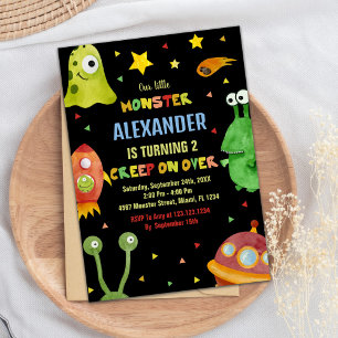Invitaciones de cumpleaños de monstruo negro