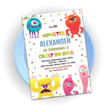 Invitaciones de cumpleaños de monstruo rojo