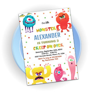 Invitaciones de cumpleaños de monstruo rojo