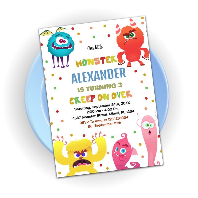 Invitaciones de cumpleaños de monstruo rojo (Monster Birthday Invitations Red)