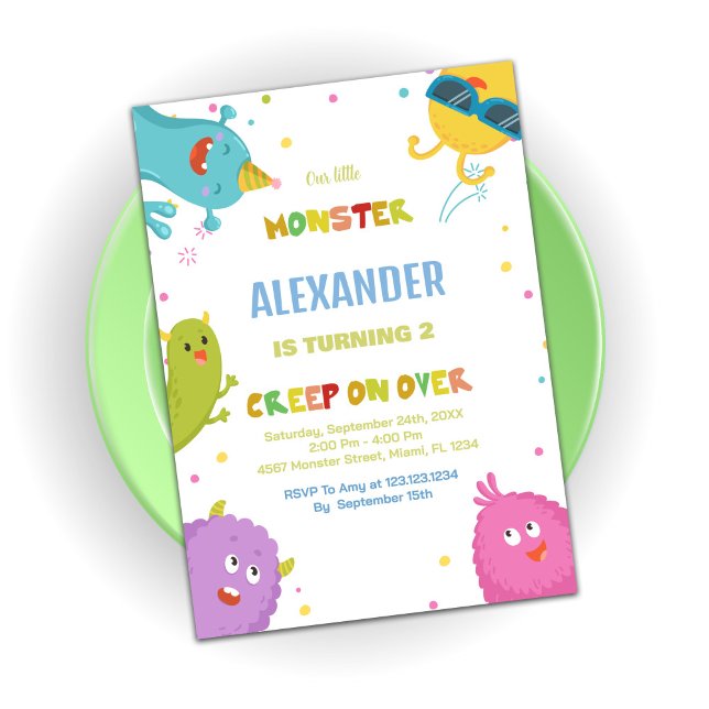 Invitaciones de cumpleaños de monstruo verde claro (Monster Birthday Invitations Light Green)