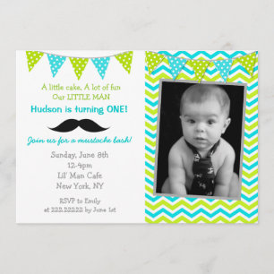 Invitaciones de cumpleaños de Mustache Little Man