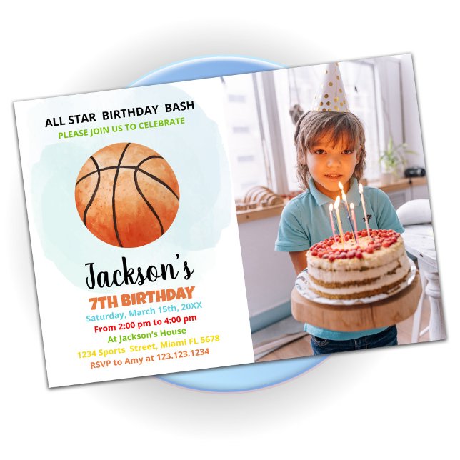 Invitaciones de cumpleaños de naranja de Baloncest (Subido por el creador)