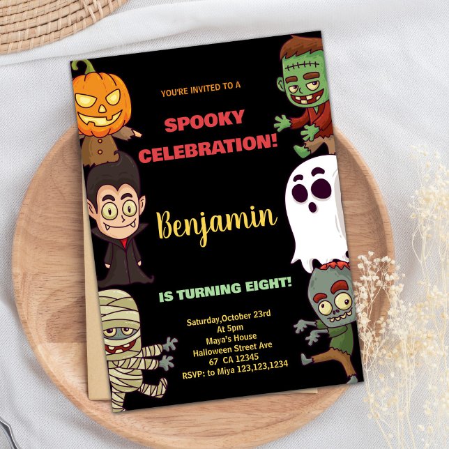 Invitaciones de cumpleaños de naranja Halloween (Orange Halloween Birthday Invitations)