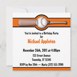Invitaciones de cumpleaños de Naranjas de béisbol