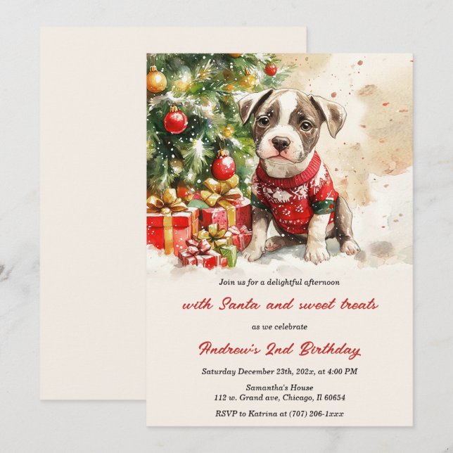 Invitaciones de cumpleaños de Navidad personalizad (Anverso / Reverso)