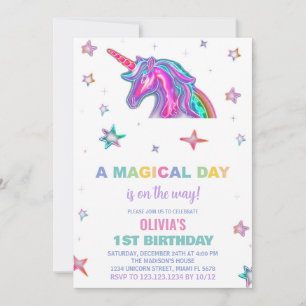 Invitaciones de cumpleaños de Neon Unicorn