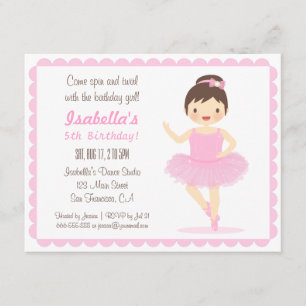 Invitaciones de cumpleaños de niña bailarina linda