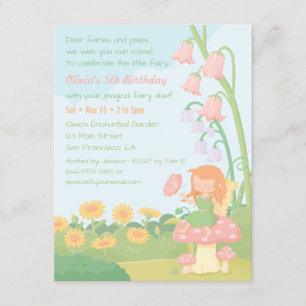 Invitaciones de Cumpleaños de Niña Hada del Jardín