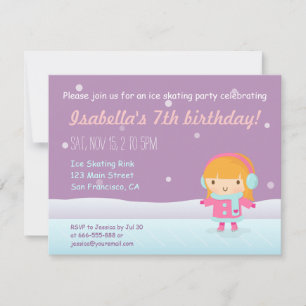 Invitaciones de cumpleaños de niña patinando sobre