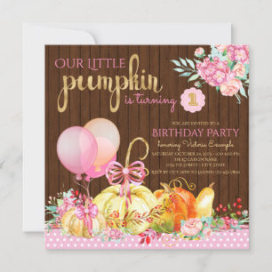 Invitaciones de cumpleaños de niñas calabaza peque