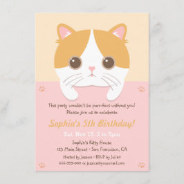 Invitaciones de cumpleaños de niñas gato con gatit