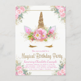 Invitaciones de cumpleaños de niñas unicornio mági