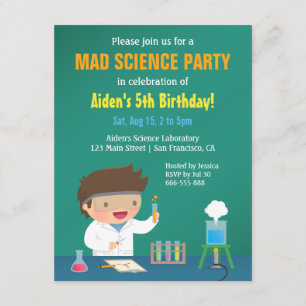Invitaciones de Cumpleaños de Niño Ama la Ciencia