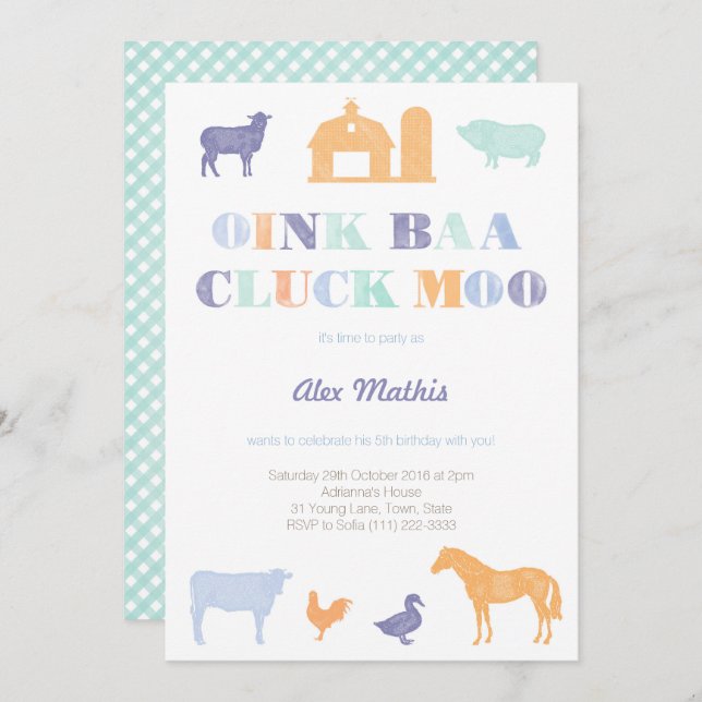 invitaciones de cumpleaños de niño, fiesta de gran (Anverso / Reverso)