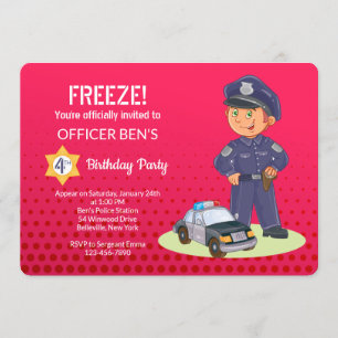 Invitaciones de cumpleaños de niño policía
