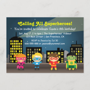 Invitaciones de Cumpleaños de Niños Superhéroes Li