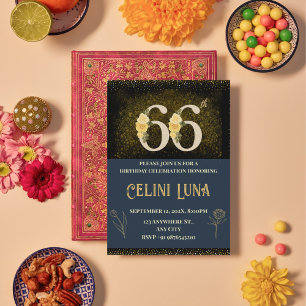 Invitaciones de cumpleaños de oro y negro 66