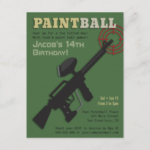 Invitaciones de cumpleaños de paintball Target