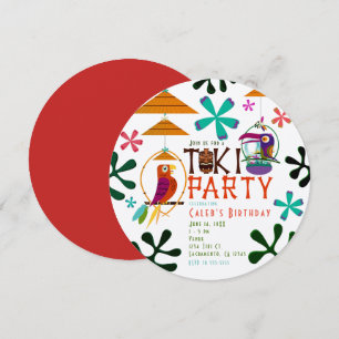 Invitaciones de cumpleaños de pájaros Tiki Vintage