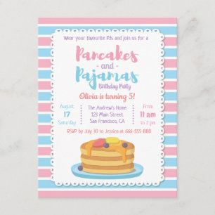 Invitaciones de Cumpleaños de Panqueques y Pijamas